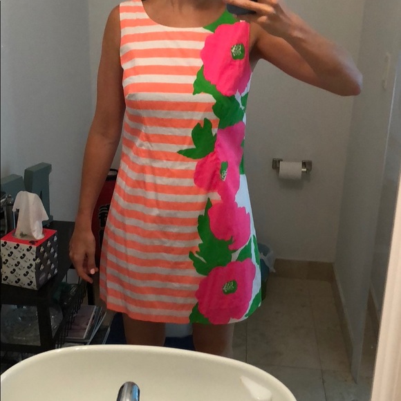 Lilly Pulitzer sz 4 pink, orange striped shift 👗 - Picture 4 of 4